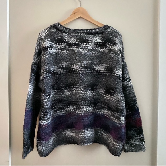 ELIZABETH AND JAMES Gray Space Dye Wool Knit Oversized Cardigan - Picture 6 of 8